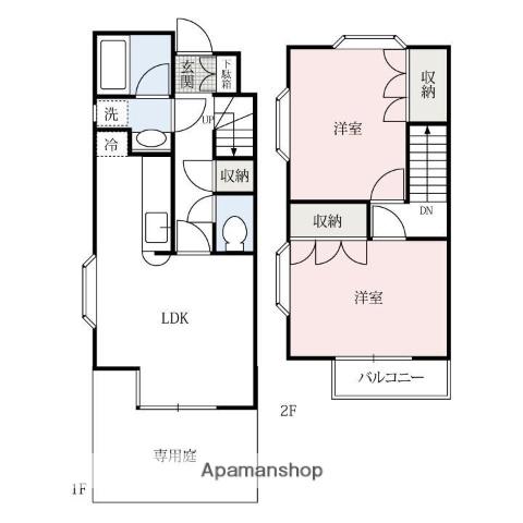 上之手ハウス(2LDK/1階)の間取り写真