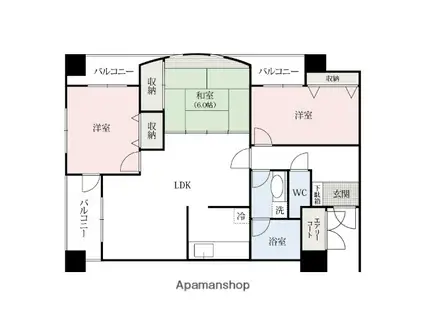 ハートスクエア長建(3LDK/5階)の間取り写真