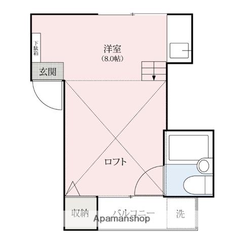 ベルコート剣崎(1K/2階)の間取り写真