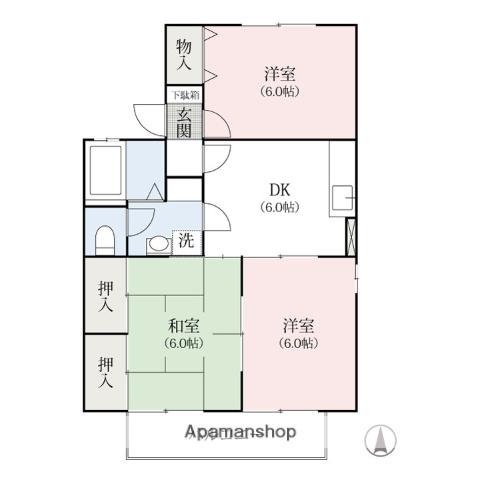 エスポワールB(3DK/2階)の間取り写真