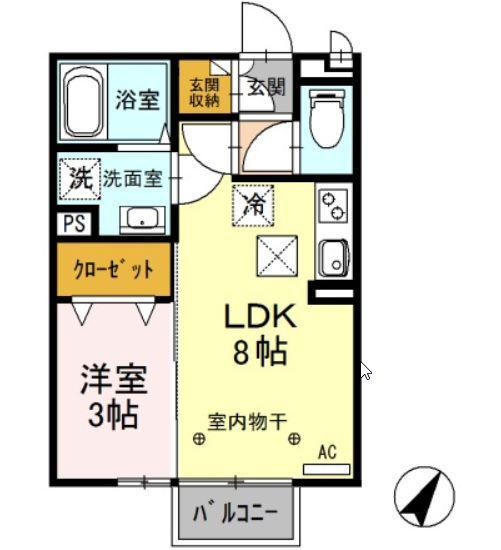 ヴィラフォレスタB(1LDK/1階)の間取り写真