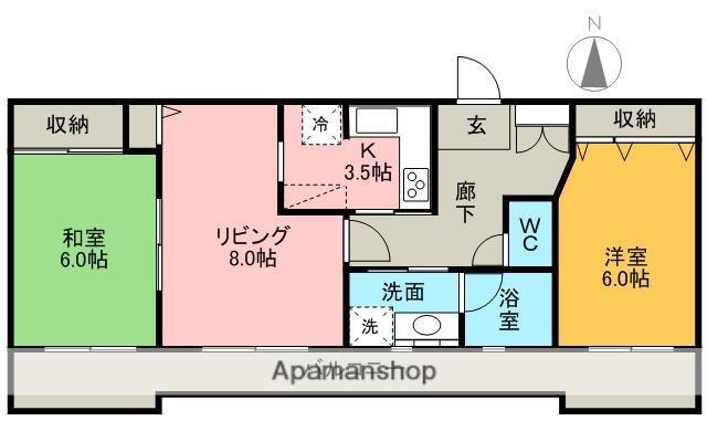 LA・FRANCE(2LDK/5階)の間取り写真