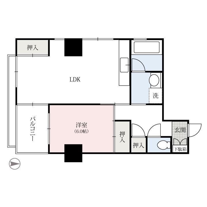 大手前ハイツ(1LDK/9階)の間取り写真