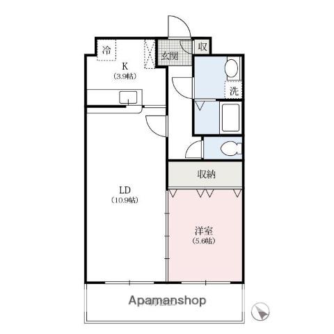 ヴィラマグノリア(1LDK/3階)の間取り写真