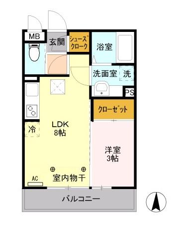 シルキーコート(1LDK/1階)の間取り写真