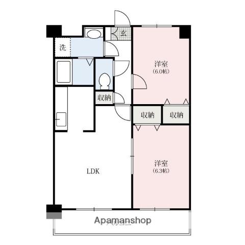 サニーハウス(2LDK/2階)の間取り写真