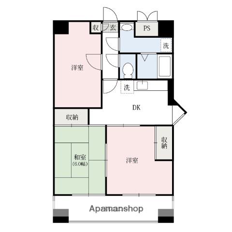 シティハイム田町(3DK/6階)の間取り写真