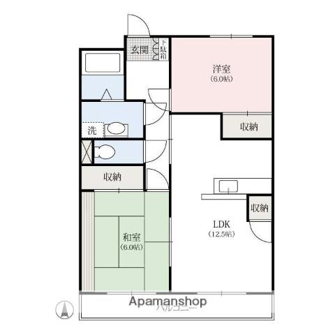 山口ハイツⅡ(2LDK/3階)の間取り写真