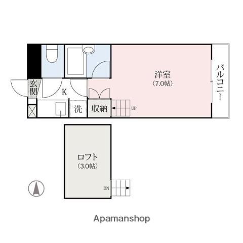 サニープレイス(1K/2階)の間取り写真