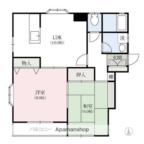 リバーサイドⅡA(2LDK/1階)の間取り写真