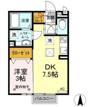 パルクノール(1DK/1階)の間取り写真