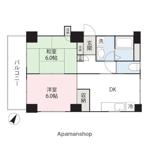 ベルクレスト(2DK/3階)の間取り写真