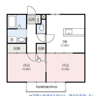 シティーハイツ ポリアンサス(2DK/2階)の間取り写真