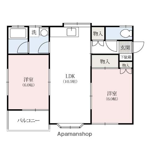 ヴィレッジ真下(2LDK/1階)の間取り写真