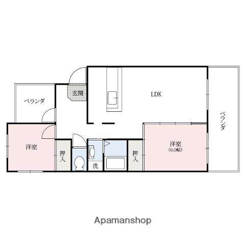 マンションアルス(2LDK/2階)の間取り写真