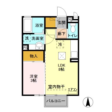 アスール(1LDK/1階)の間取り写真