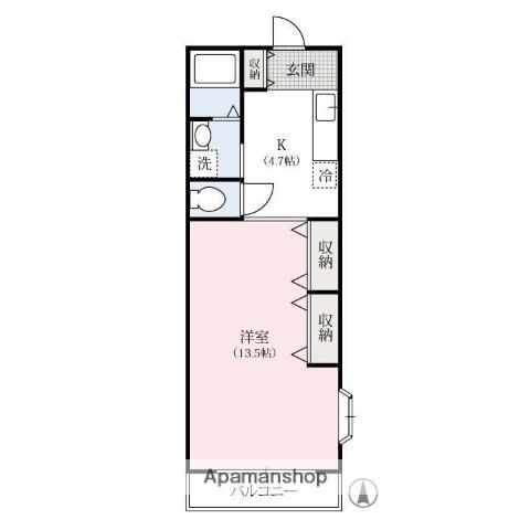 ウェル・ビーイング(1K/2階)の間取り写真