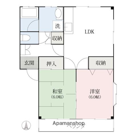 信越本線 北高崎駅 徒歩15分 2階建 築32年(2LDK/2階)の間取り写真