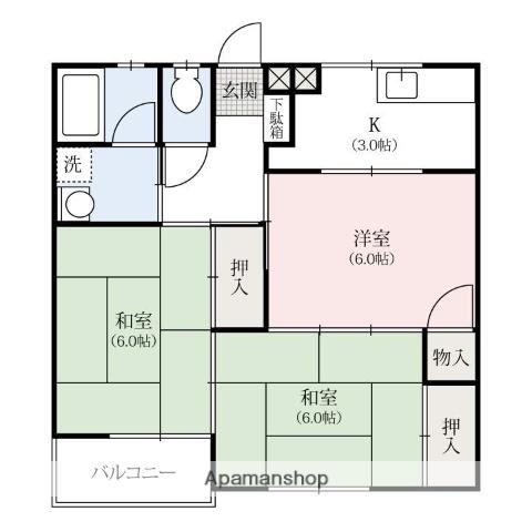 加藤ヴィレッジ(3K/2階)の間取り写真