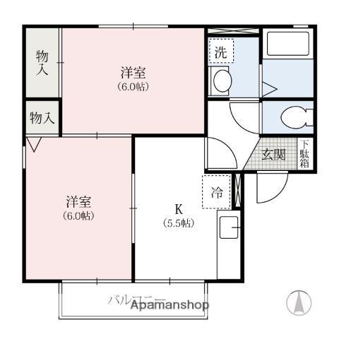 ラ・ポワール(2K/1階)の間取り写真