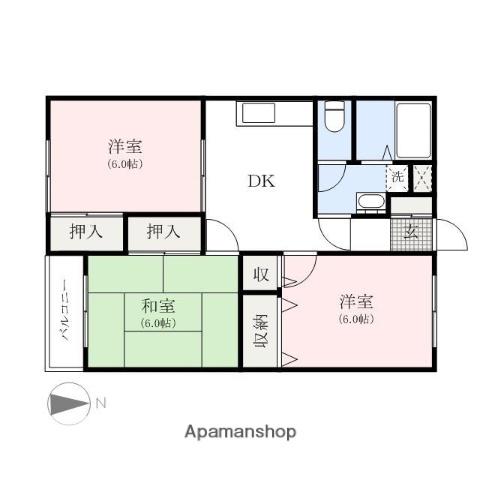 サマックス・クレセント(3DK/2階)の間取り写真