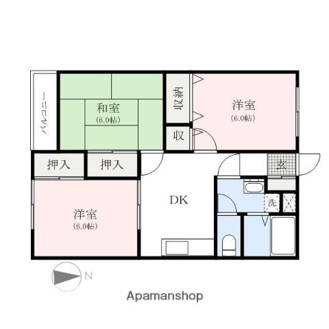 サマックス・クレセント(3DK/1階)の間取り写真