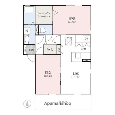 ポラールA・B(2LDK/1階)の間取り写真