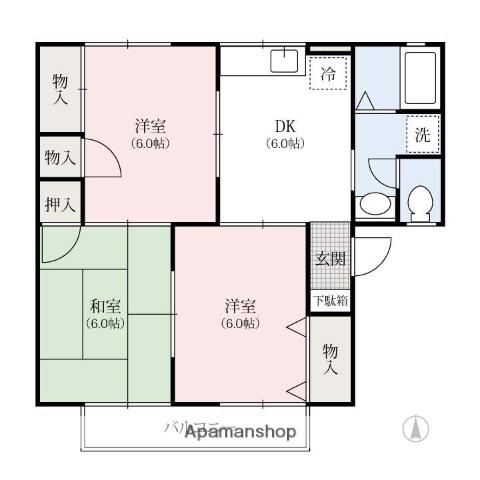 ラ・クレベールA(3DK/1階)の間取り写真