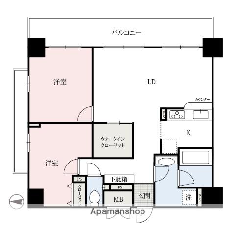 アーバンポイント高崎(2LDK/7階)の間取り写真