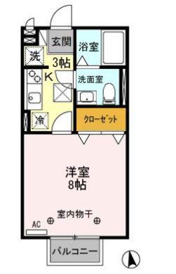 エルデ大類(1K/1階)の間取り写真