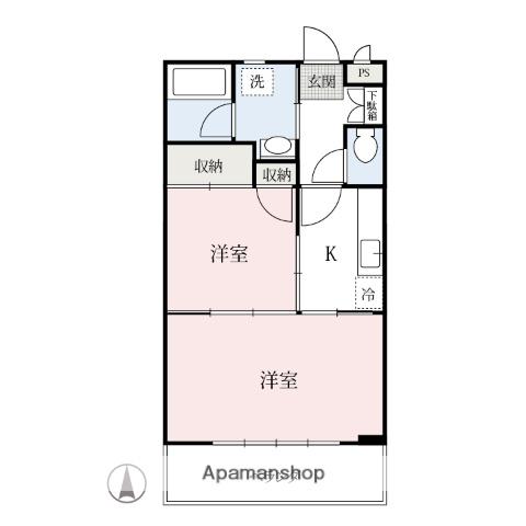 ブレーンハイム柴山(2K/3階)の間取り写真