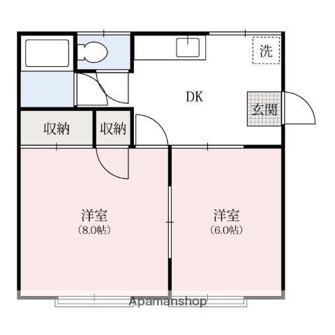 第2セントラルハイツ(2DK/1階)の間取り写真