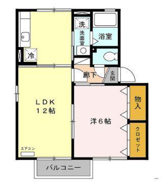 ブルーリーフA・B(1LDK/2階)の間取り写真