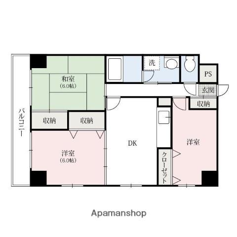 白銀ビル(2SDK/7階)の間取り写真