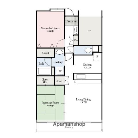 ステイシア高崎(2LDK/12階)の間取り写真