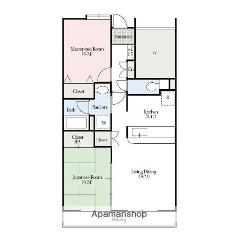 ステイシア高崎(2LDK/8階)の間取り写真