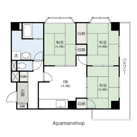 ハイム屋敷前(3DK/4階)の間取り写真