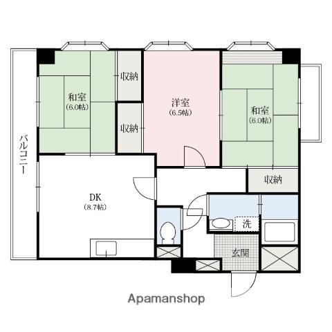ハイム屋敷前(3DK/1階)の間取り写真