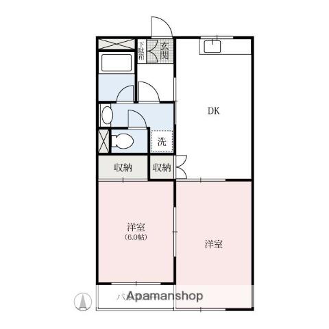 ソシアル87(2DK/3階)の間取り写真