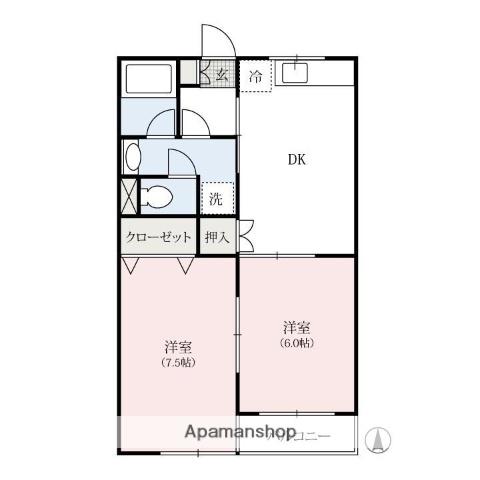 ソシアル87(2DK/3階)の間取り写真