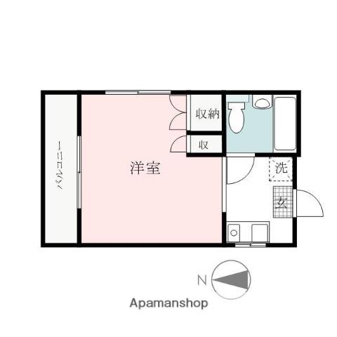 レインボーハイツマキ(1K/2階)の間取り写真