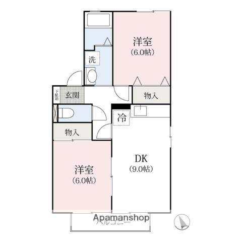 オンラードA(2DK/2階)の間取り写真