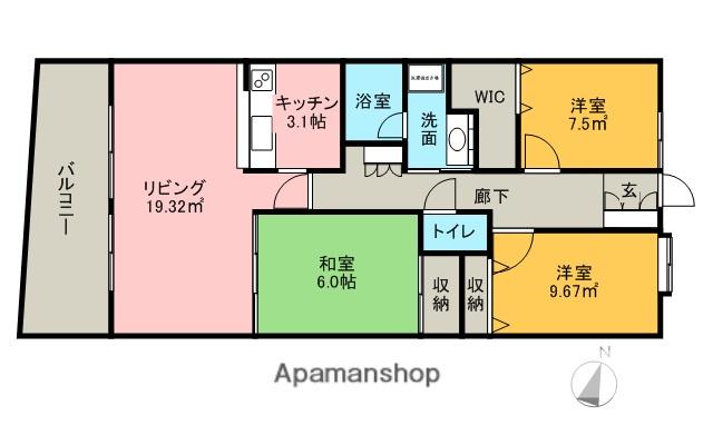 高崎線 高崎駅(ＪＲ) 徒歩3分 12階建 築28年(3LDK/4階)の間取り写真