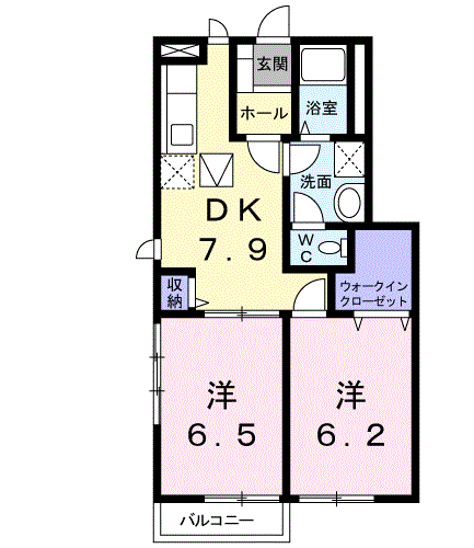 シャルマンヒルズ(2DK/1階)の間取り写真