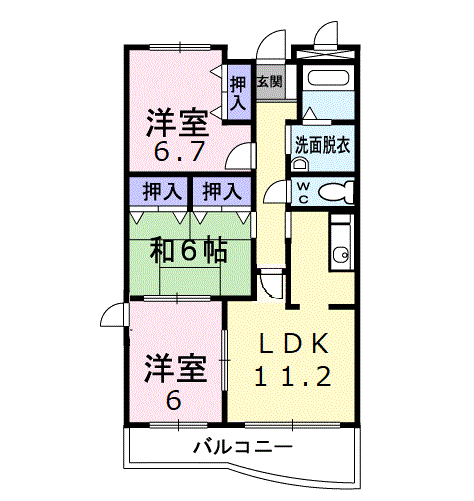 ピュアー双葉(3LDK/1階)の間取り写真