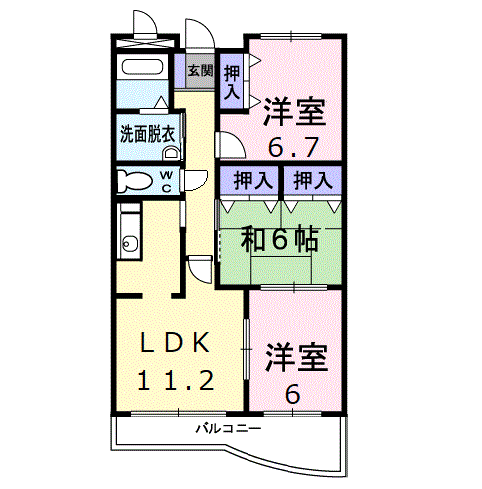 ピュアー双葉(3LDK/1階)の間取り写真