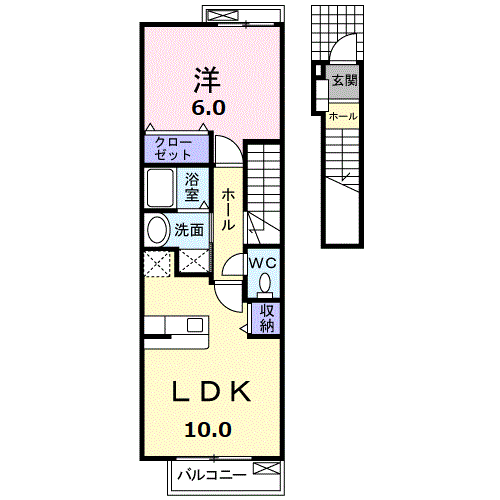 ナッツベリーハウス A(1LDK/2階)の間取り写真