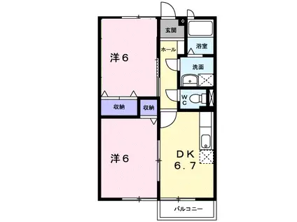 サニ-ホ-ムズ B(2DK/2階)の間取り写真