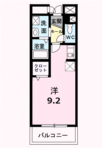 グロウステイト E(ワンルーム/3階)の間取り写真