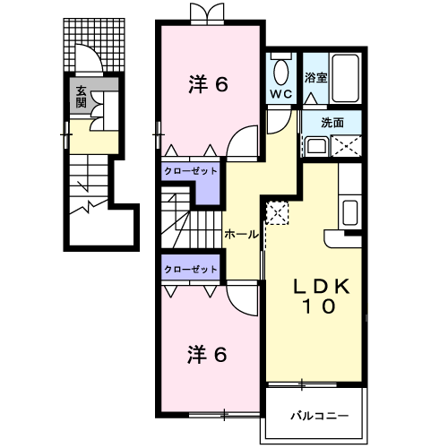 オーベル匠(2LDK/2階)の間取り写真